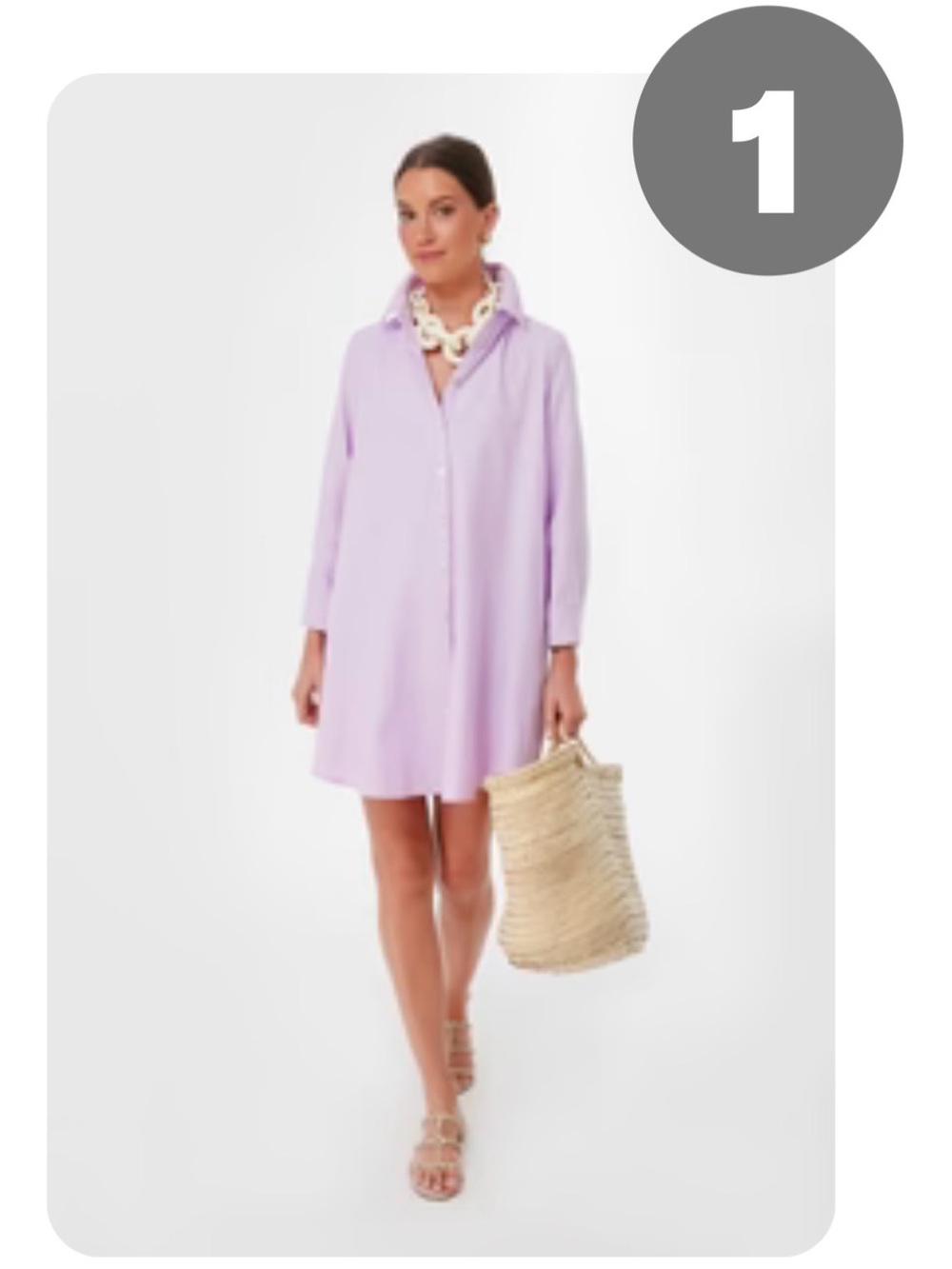 Tuckernuck Lilac Button-Front Shirt Dress